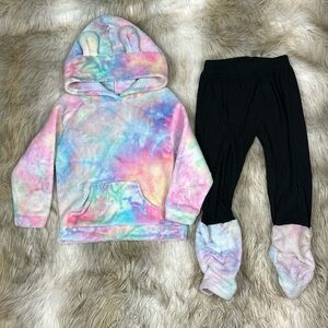 Tye-Dye Long Sleeve Pull-Over Bear Hoodie with Matching Pants - Size 4/5